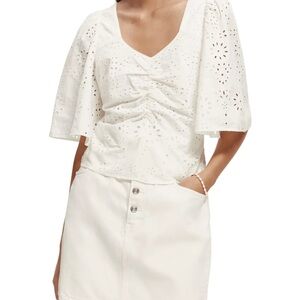 Scotch & Soda Ruched Front Flutter Sleeve Top Size 34 / US 4